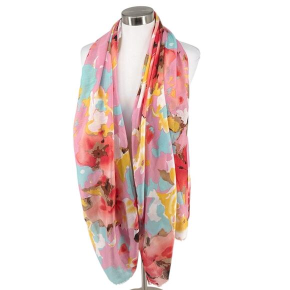 Joy Susan Womens Oversized Floral Poly Scarf Shawl Wrap 36 x 72 - Picture 2 of 11